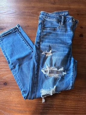 American Eagle Outfitters Blue Ripped Skinny Jeans